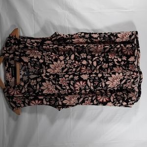 LIZ CLAIBORNE black/ pink/ Peach floral slvless blouse SZ L